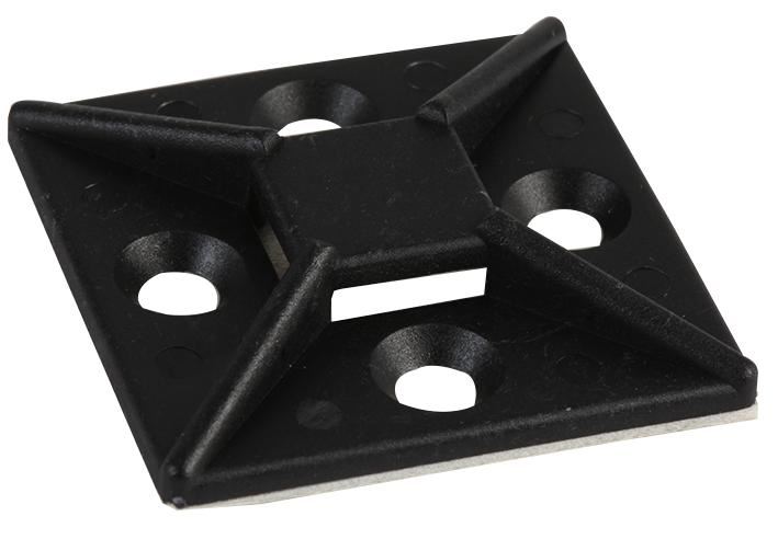 CONCORDIA TECHNOLOGIES - Tapak Pengikat Kabel, Hitam, 38x38mm, Pek 100