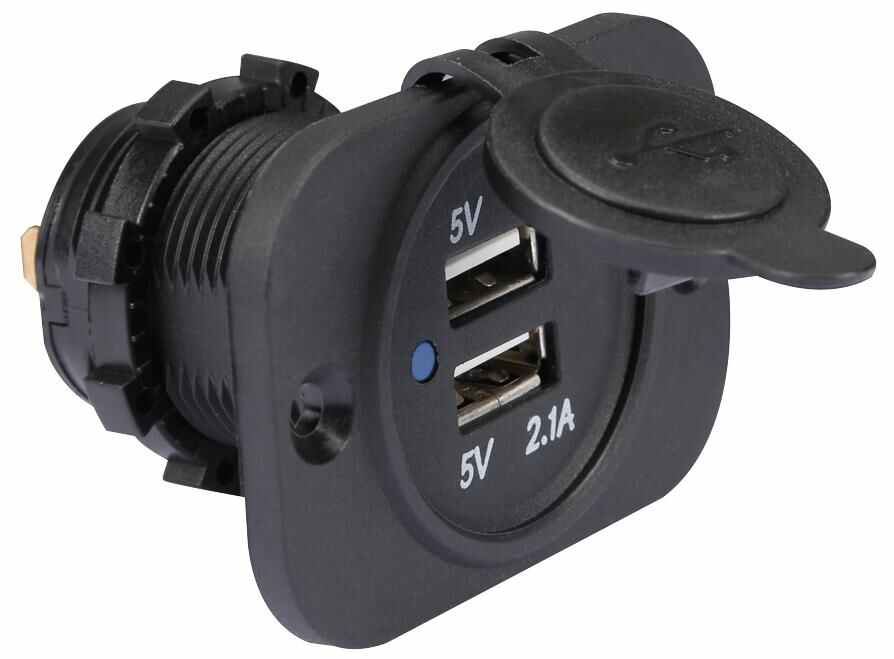 VELLEMAN USB Socket Panel Mount, 12V DC Input, 2.1A