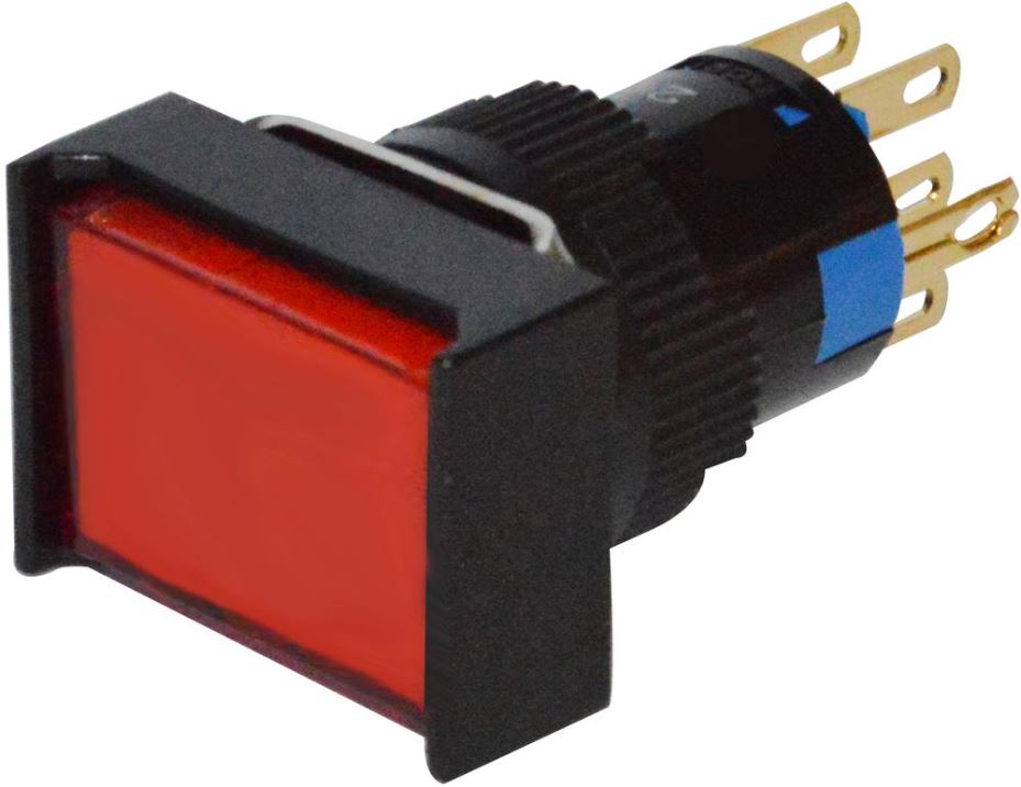 RJS Electronics Interruptor de Botão Iluminado, Vermelho, SPDT, Momentâneo, 16m