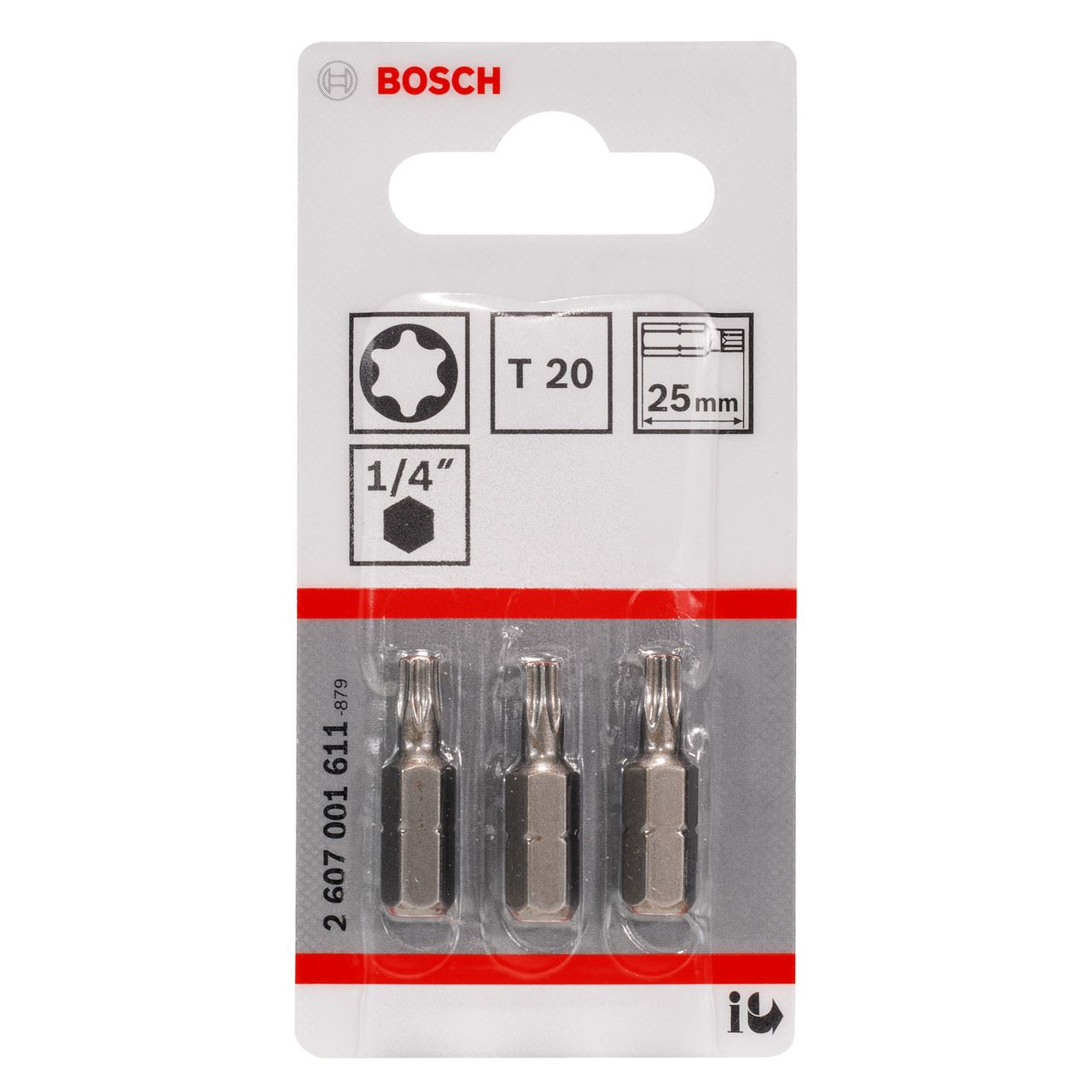 Embouts de tournevis Bosch Extra-Dur T20 25mm (Lot de 3)