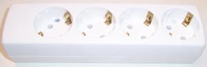 Pro Elec Regleta Europea 4 Enchufes Schuko, 16A, Blanco