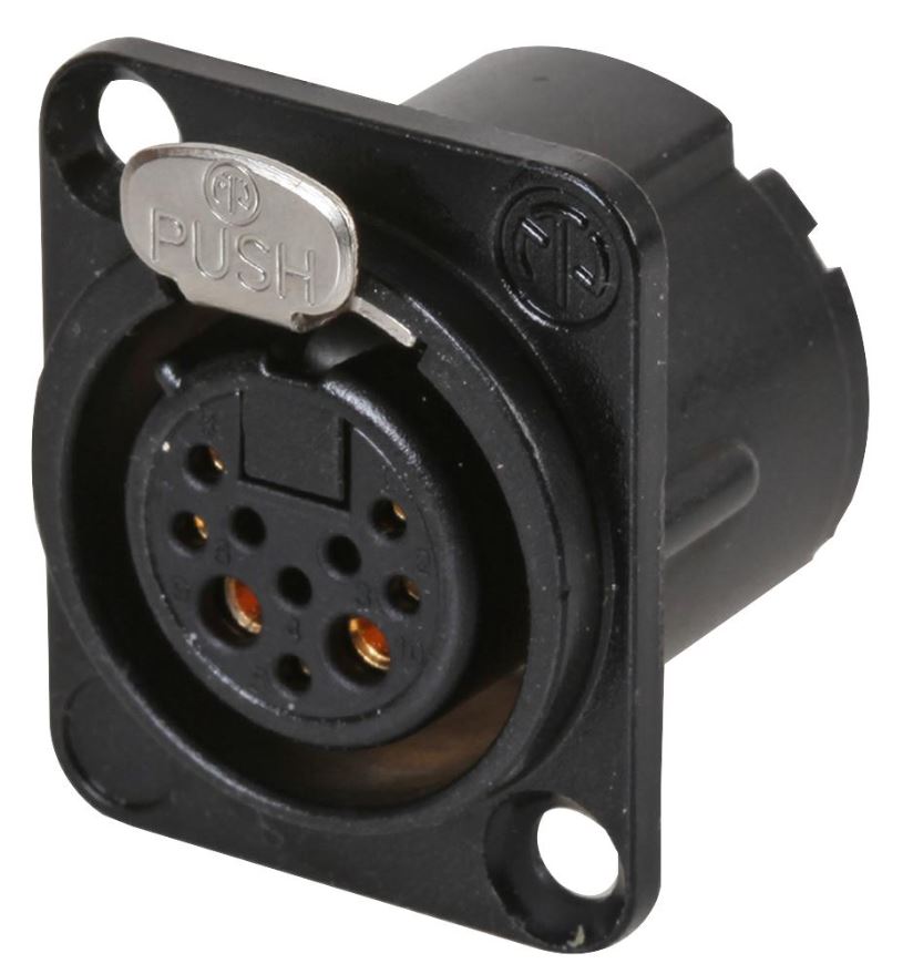 NEUTRIK - Soket Panel XLR 8+2 Way, Perumahan Logam Bentuk-D