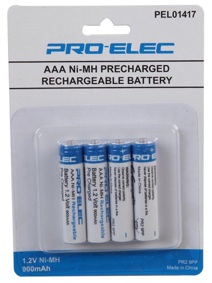 PRO ELEC Baterias Recarregáveis AAA NiMH, 900mAh (Blister de 4)