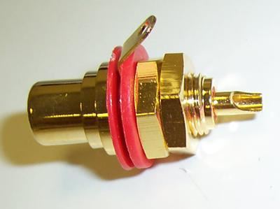 REAN Presa Phono 2 Pin, Dorata, Metallo Rosso