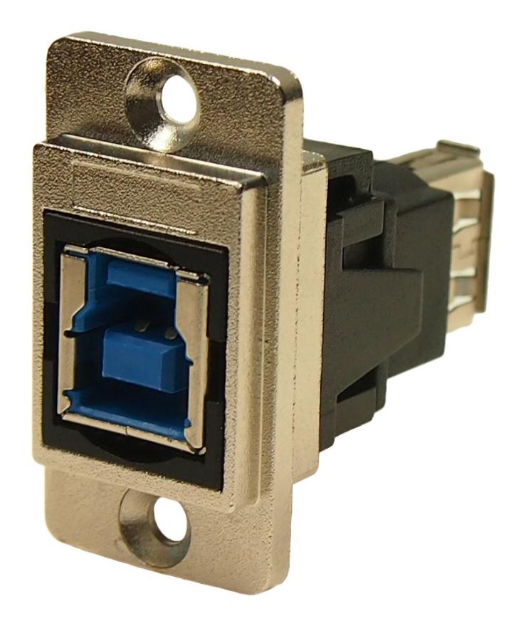 CLIFF Dual USB 3.0 Type B to Type A Feedthrough Connector, Nickel Frame