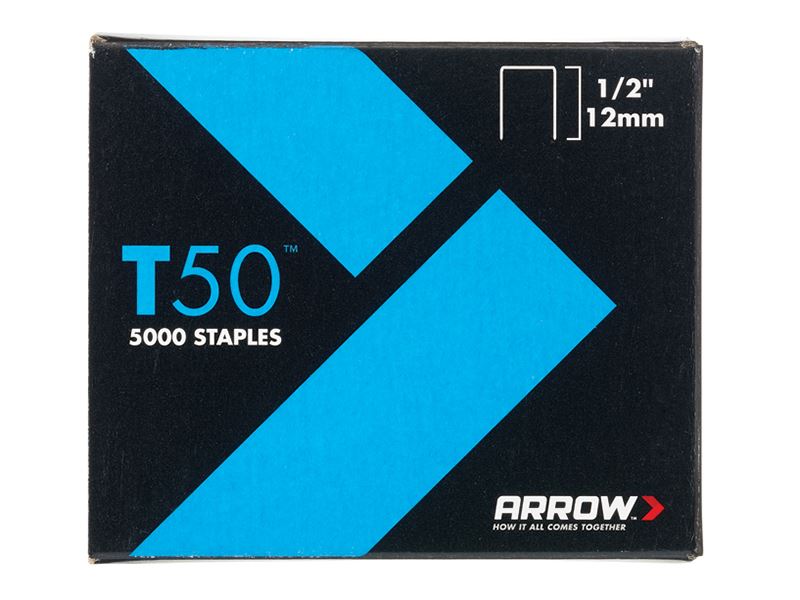 Arrow T50 Staples, 12mm (1/2in), Pack of 5000 (4 x 1250)