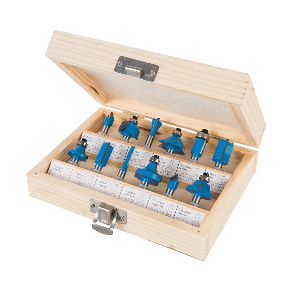 Silverline 1/4″ TCT Router Bit Set, 12-Piece