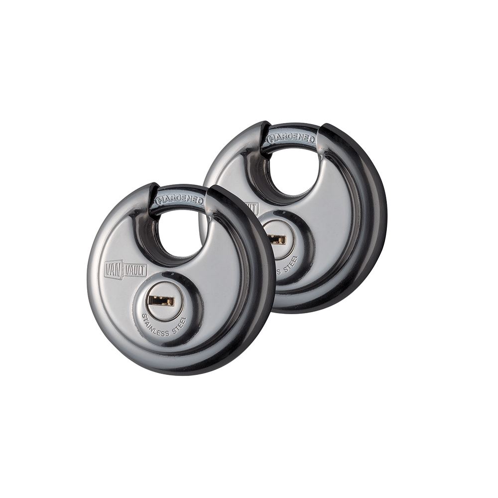 Van Vault Stainless Steel Disc Padlock Twin Pack, 70mm