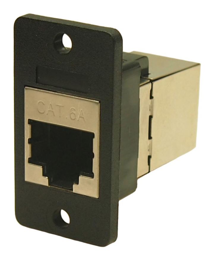 CLIFF Slim RJ45 Cat6a Shielded Socket Feedthrough Connector, Black, 3.2mm Holes