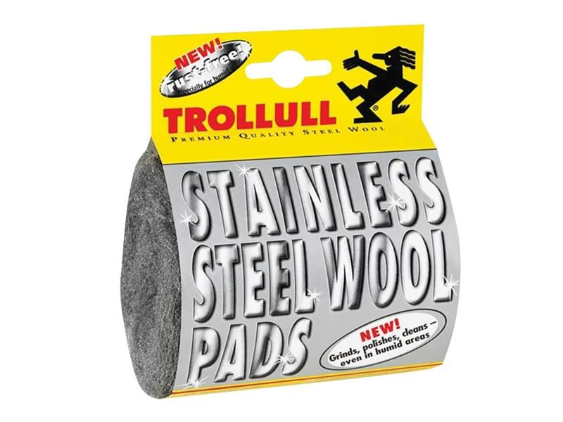 Trollull RVS Staalwol Pads, 2 stuks