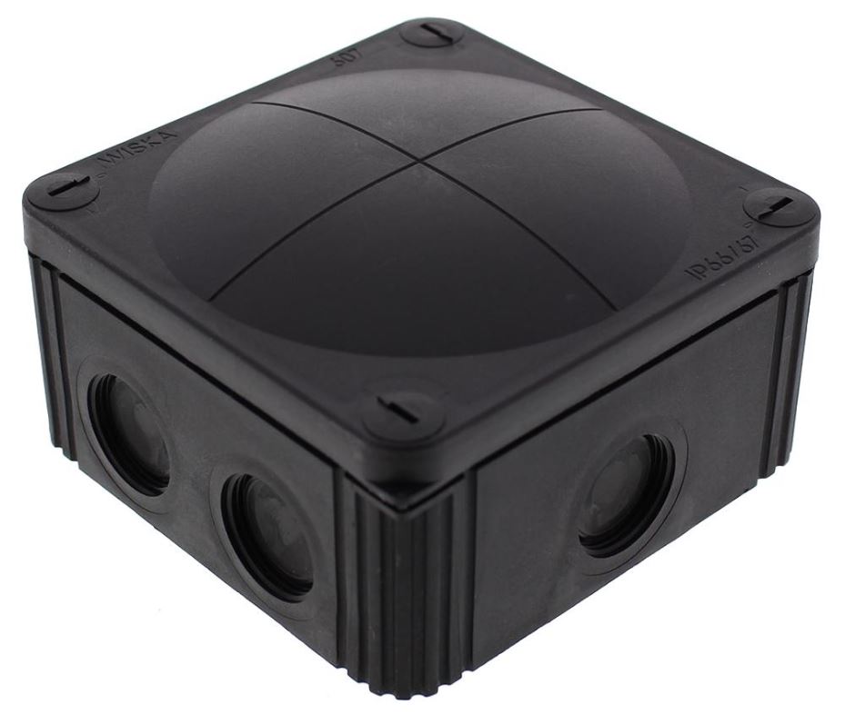 WISKA Combi 607 Black Junction Box, 110x110x66mm, IP66/67