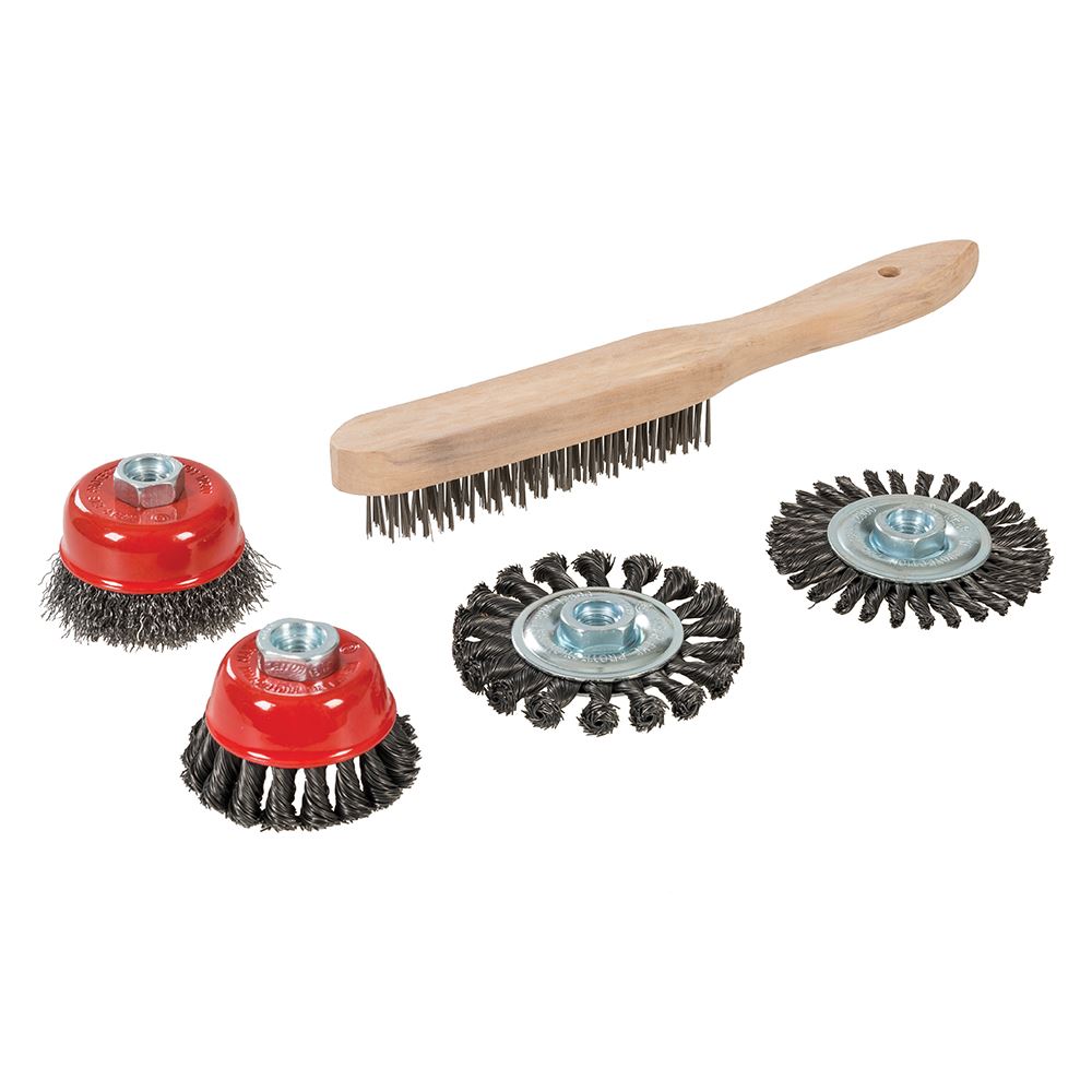 Silverline 5-Piece Wire Brush & Wheel Set for Metal & Stone