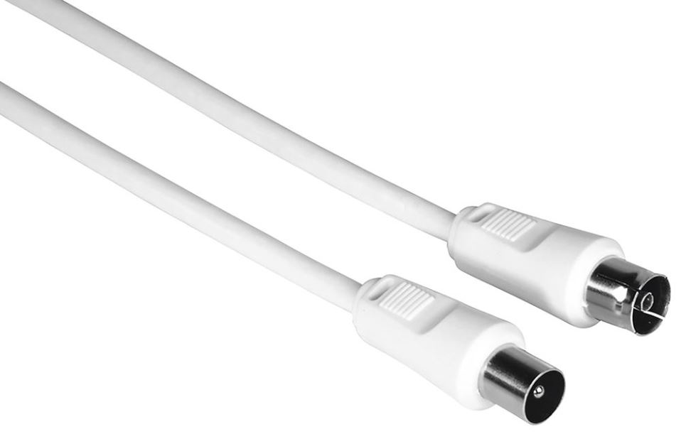 HAMA Coaxial Fly Lead, Plug to Socket, 1.5m, White