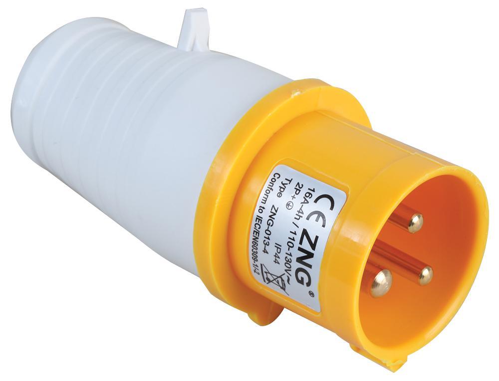 PRO ELEC - Palam Kabel Industri CEE 16A, 110V, 2P+E, Kuning, IP44