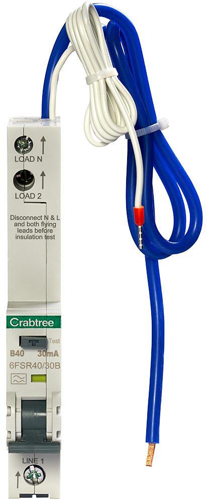 CRABTREE Loadstar 40A 30mA RCBO Monopolar, Curva B, 6kA