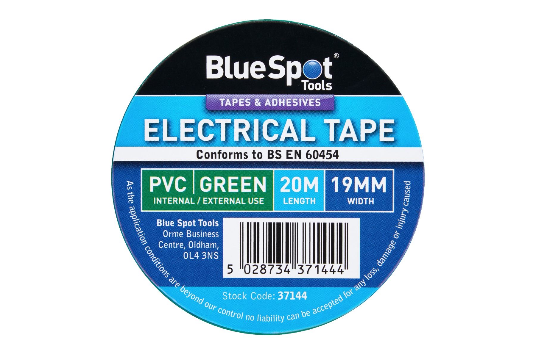 Blue Spot Tools 20M Green PVC Electrical Tape