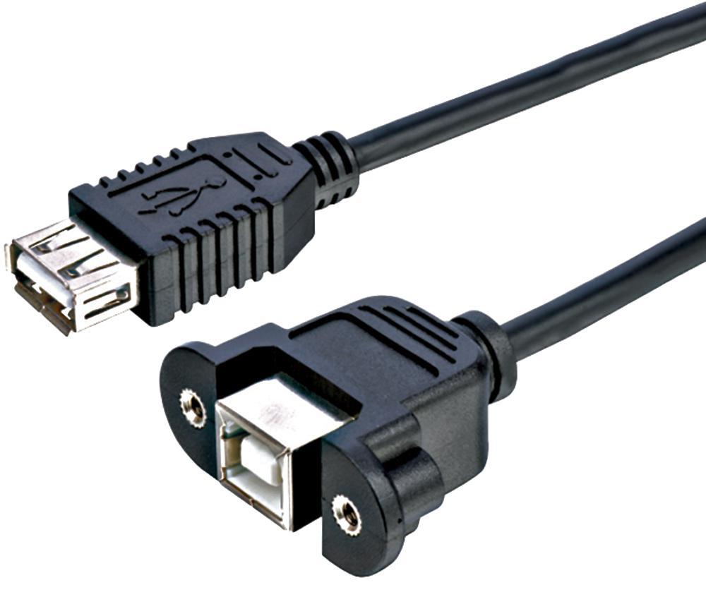 PRO SIGNAL USB B naar A Vrouwelijke Paneelmontage Adapterkabel, 300mm, Zwart