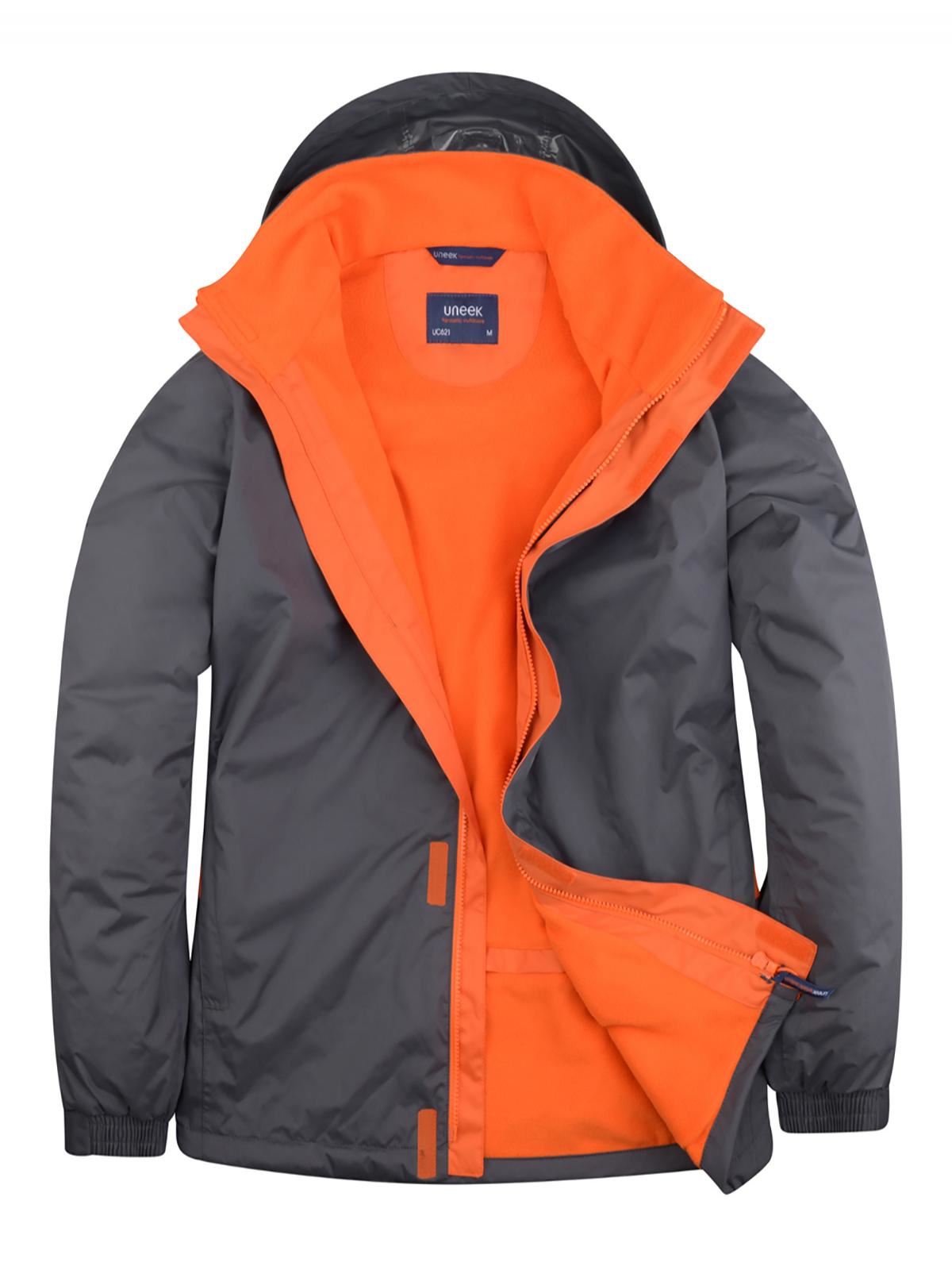 Uneek Unisex Deluxe Waterproof Outdoor Jacket, Grey/Orange, 3XL