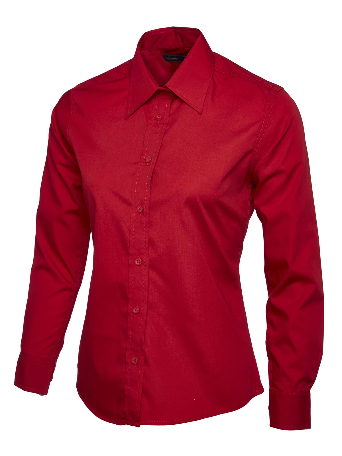 Uneek Ladies Poplin Blouse Lange Mouwen - 65% Polyester/35% Katoen - Rood - XL