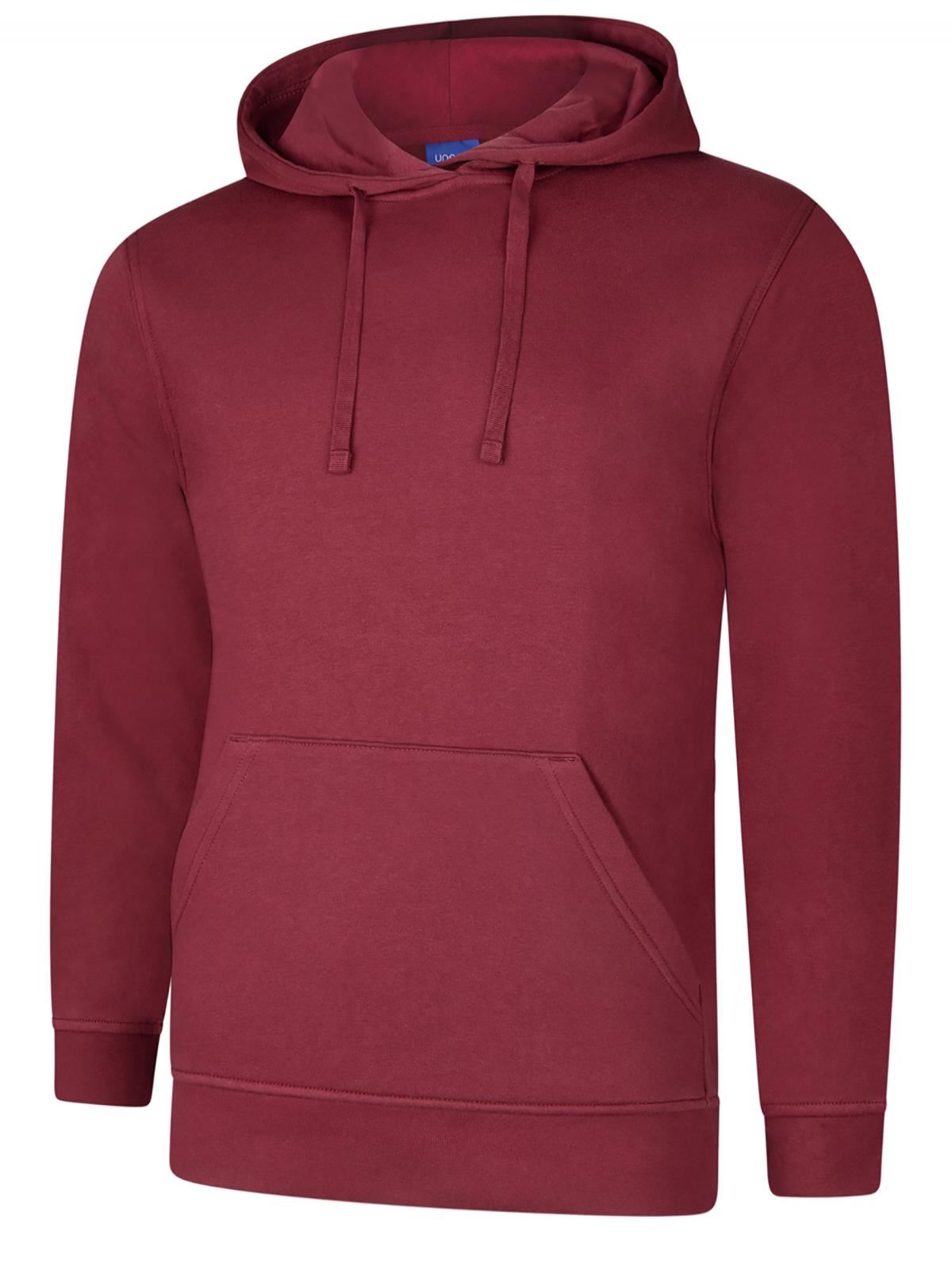 Uneek Unisex Deluxe Hooded Sweatshirt, 60% Cotton 40% Polyester, Maroon - 5XL