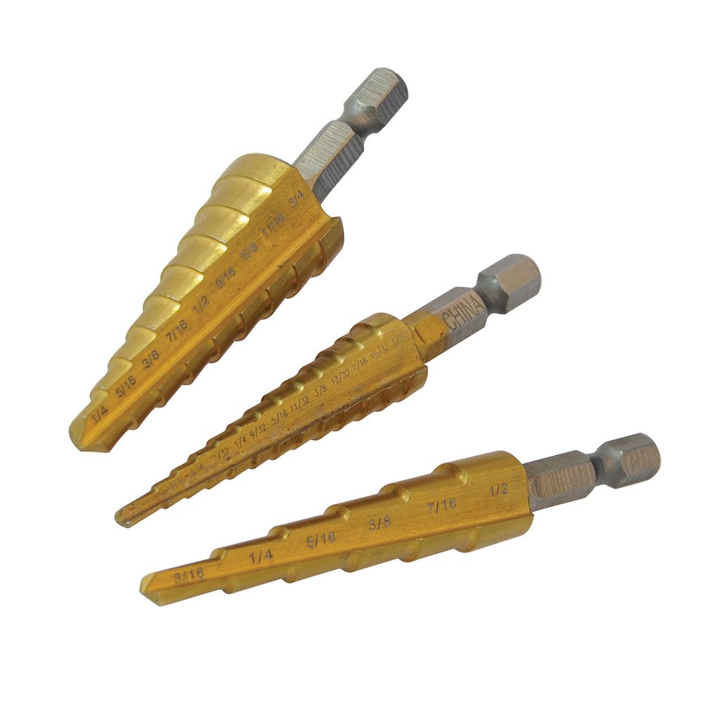 Silverline - Titanium-beschichtete HSS-Stufenbohrer-Set 3-teilig