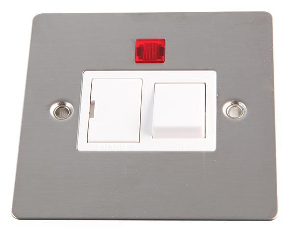 VOLEX 13A DP Switched Fused Spur with Neon, Stainless Steel & White