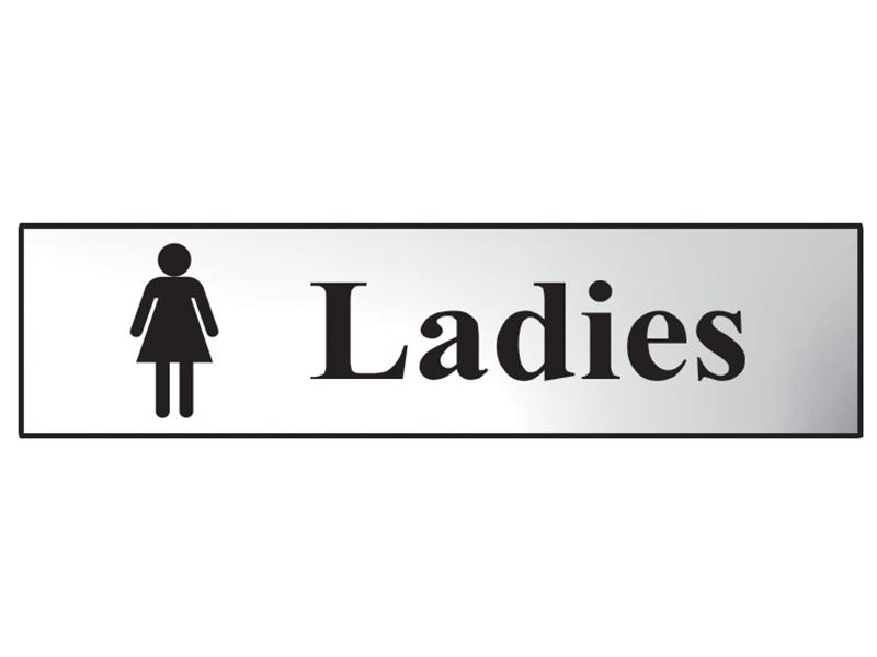 Scan Ladies Polished Chrome Bathroom Sign, 200 x 50mm
