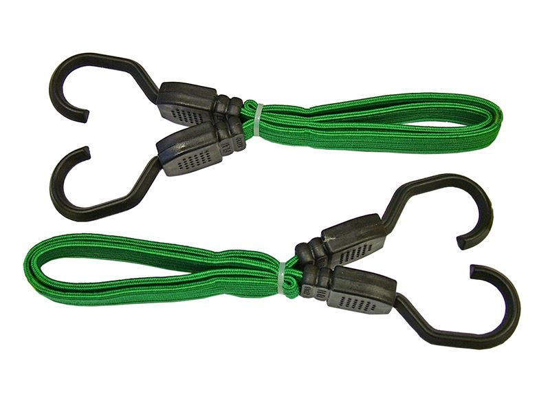 Faithfull Flat Bungee Cords, Green, 60cm (2pk)