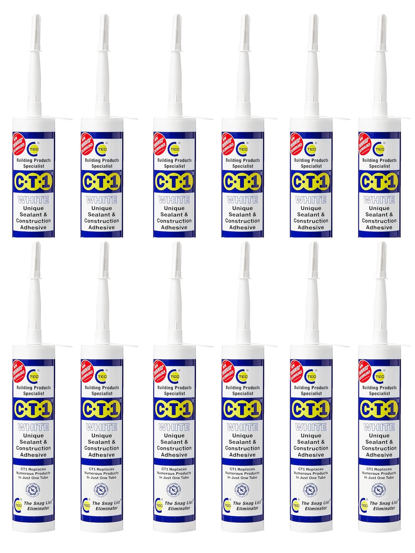 CT1 White Construction Sealant & Adhesive, Pack of 12