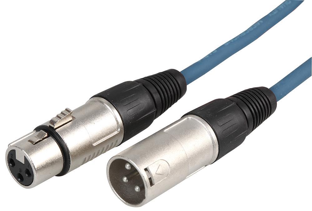 STAGG Cable Microfónico XLR Macho a Hembra 3 Pines, 3m, Azul