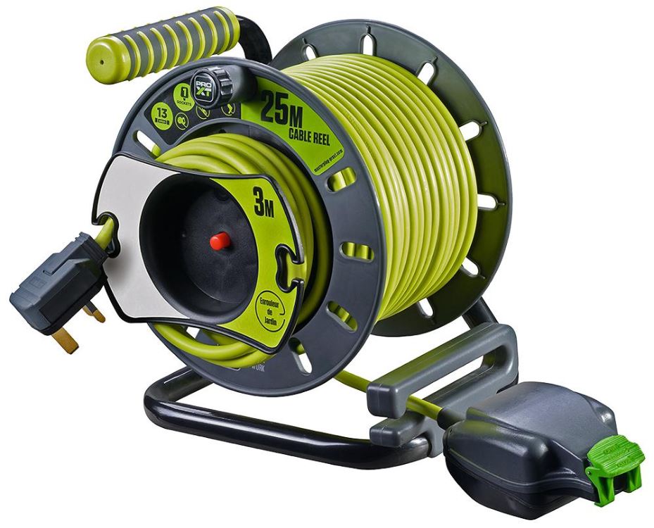 MASTERPLUG PRO-XT סליל חשמל עם פתיחה הפוכה, 25 מ' + 3 מ', דירוג IP54