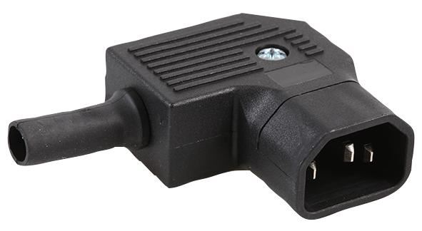 BULGIN PX0686/SE Rewireable C14 IEC Plug Connector, Black, Right Angle