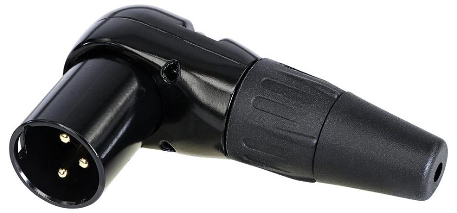 REAN RC3MR Series 90° 3-Pole XLR Plug, Black, Silver Plated