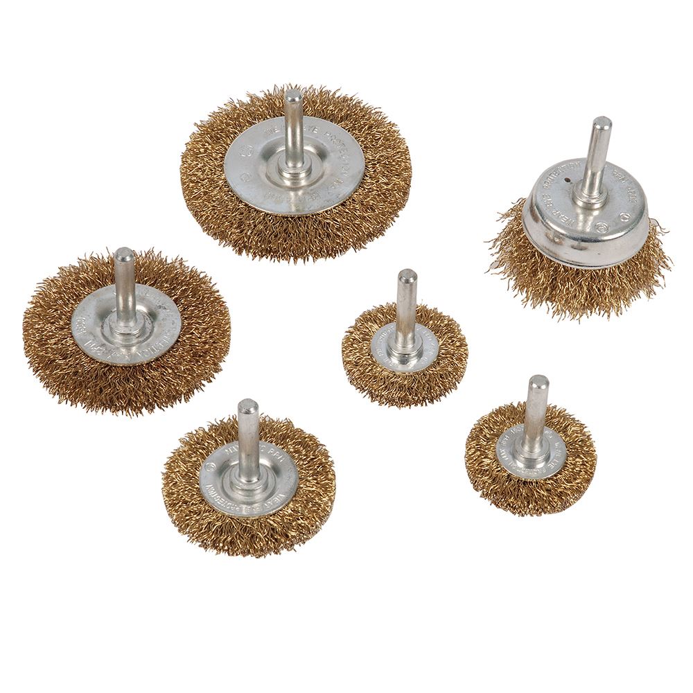 Silverline 6-Piece Brass Steel Wire Wheel & Cup Brush Set
