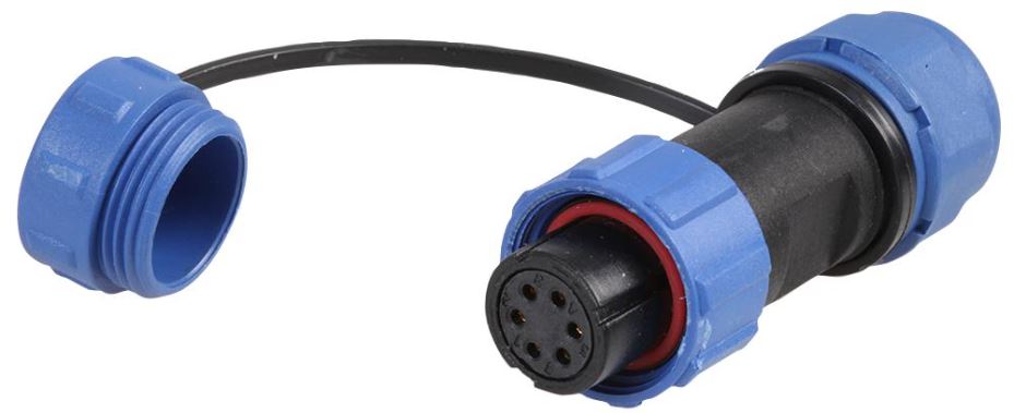 PRO ELEC 6-polige ronde connector sokkel, IP68, 5-8mm