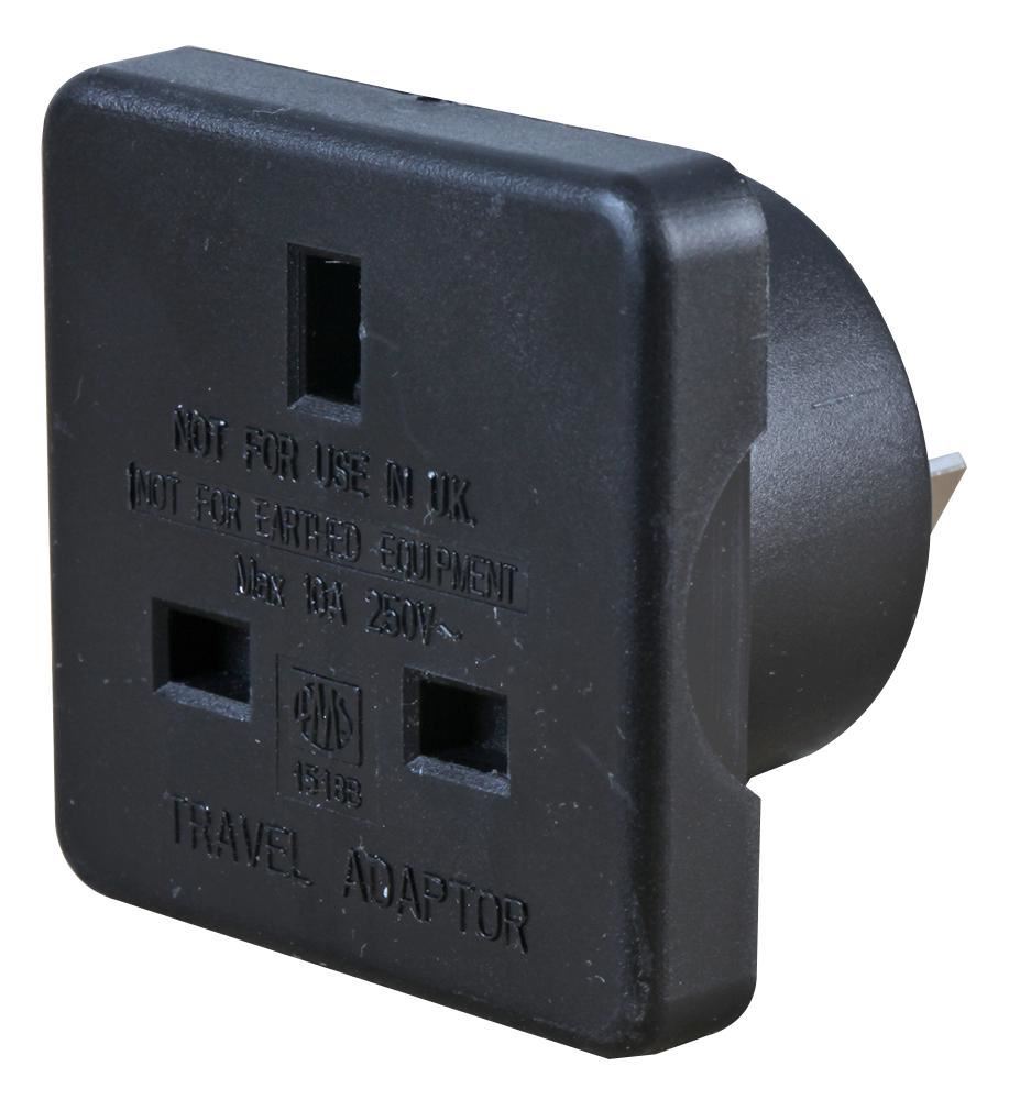 Adaptador de Viagem PRO ELEC UK para Austrália, 10A, Preto
