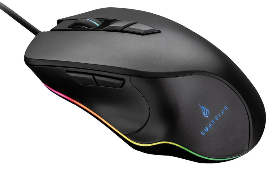 SUREFIRE Martial Claw - Luchóg Cluichí RGB 7 Chnaipe, Dubh