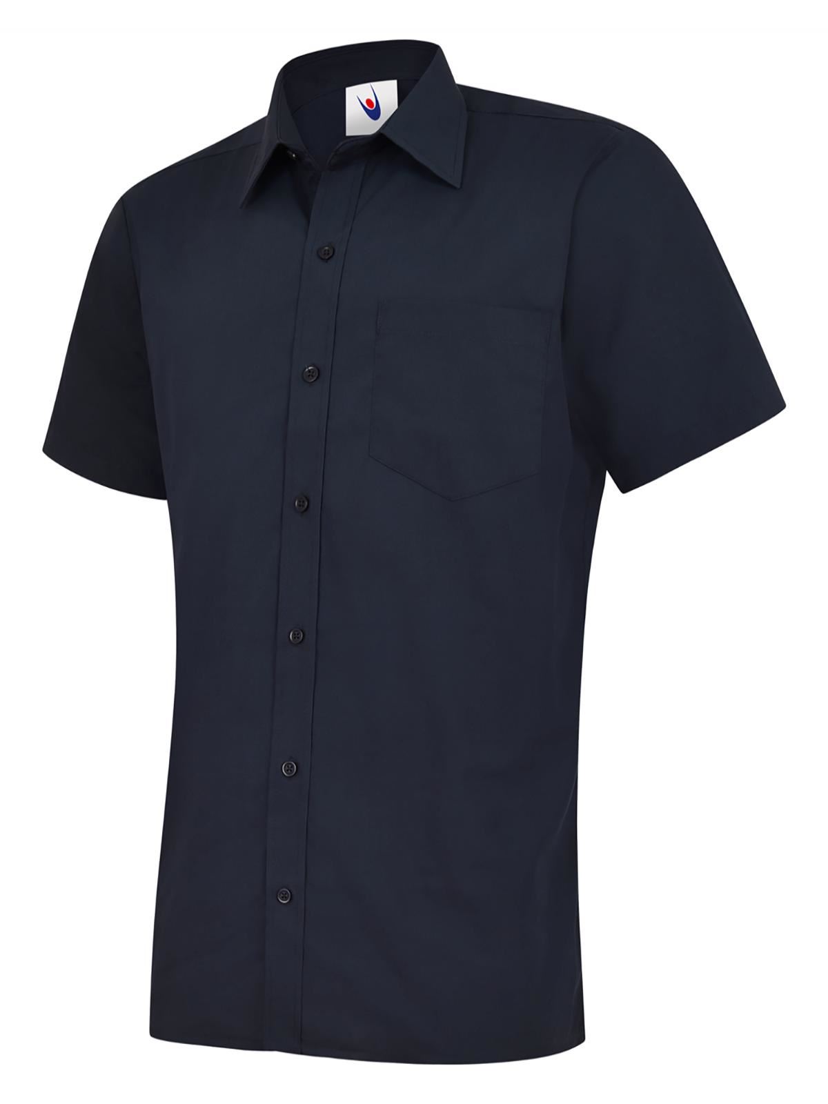 Uneek Men's Navy Poplin Half Sleeve Shirt, 65% Polyester 35% Cotton