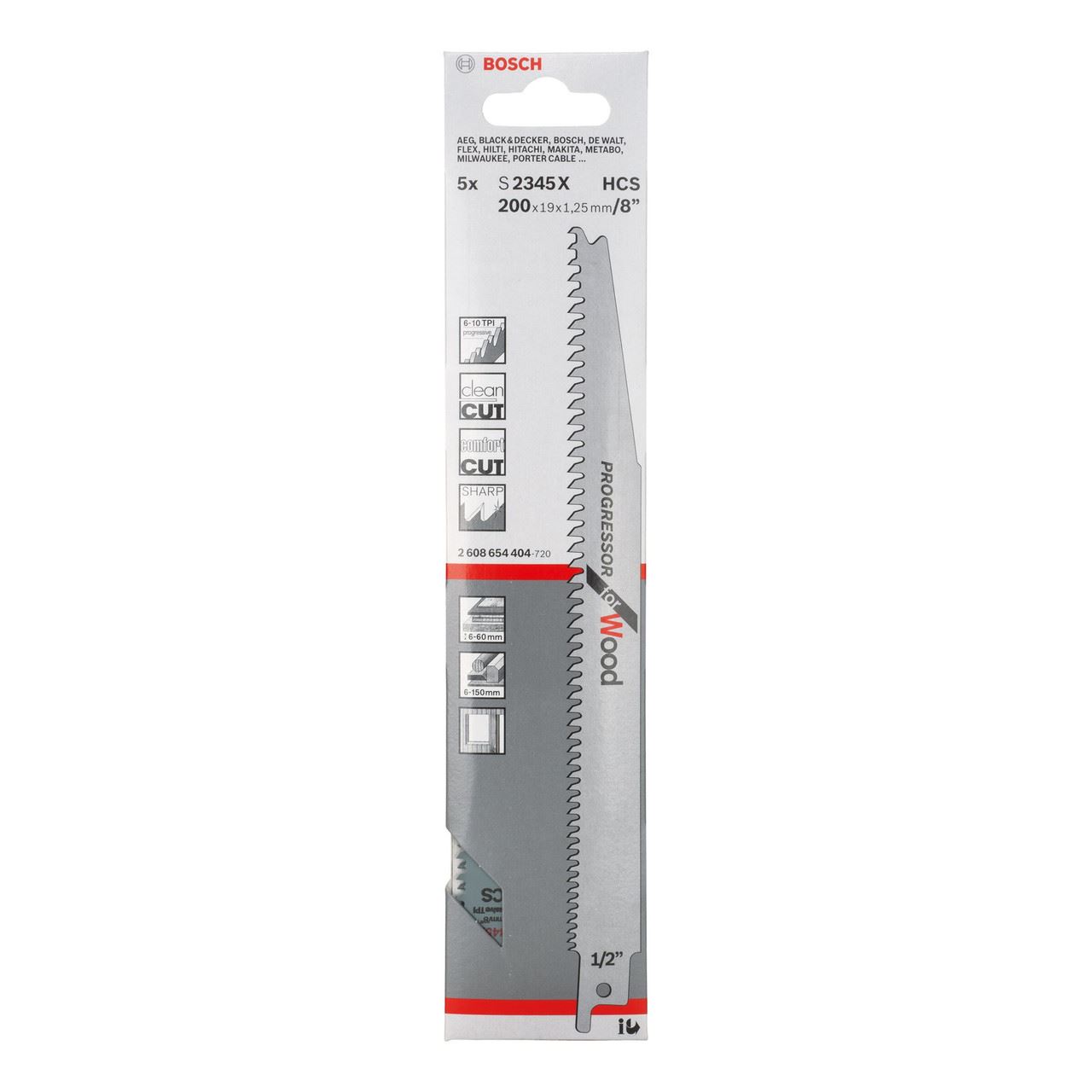 Bosch S2345X Progressor サブローソー刃 木工用 5枚入り