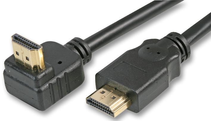 PRO SIGNAL High-Speed 4K HDMI-kabel, 90° male, verguld, 2m zwart