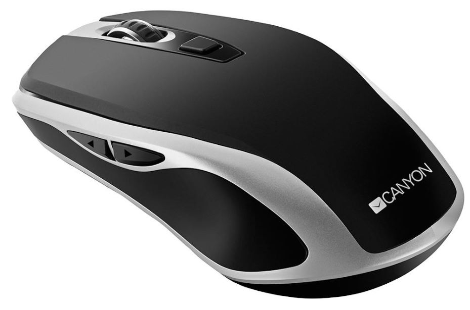 CANYON Souris optique sans fil rechargeable, Noir & Argent