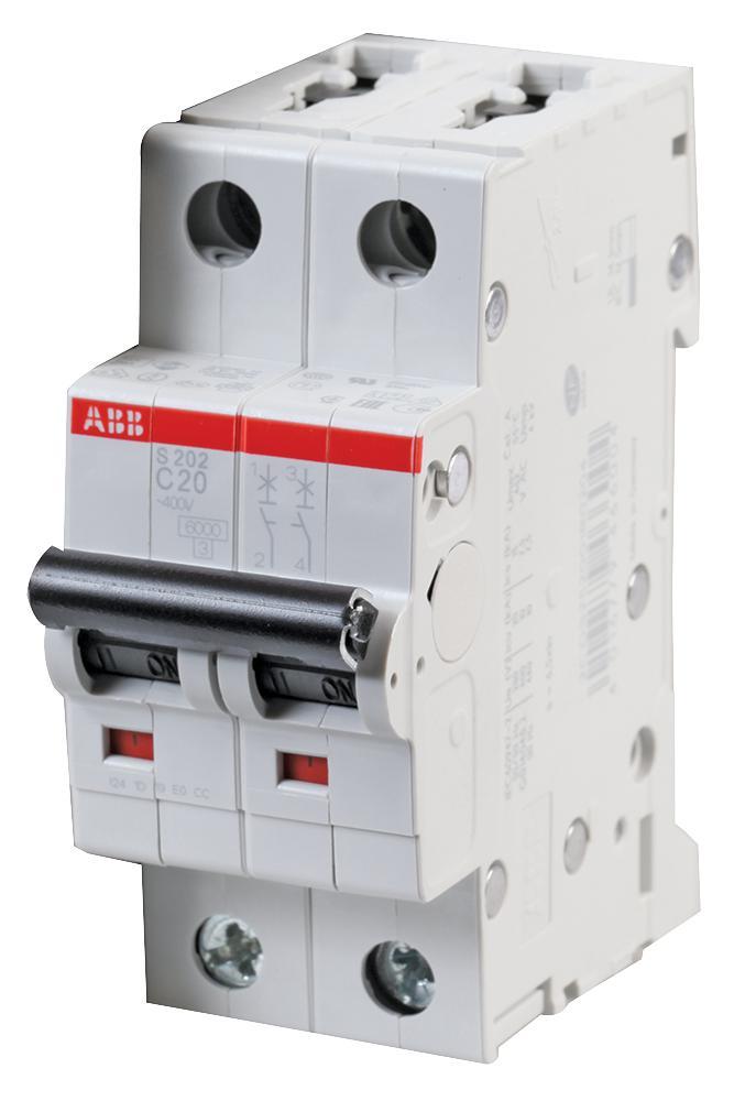 ABB S200 20A Τύπου C Διπολικός Αυτόματος Διακόπτης