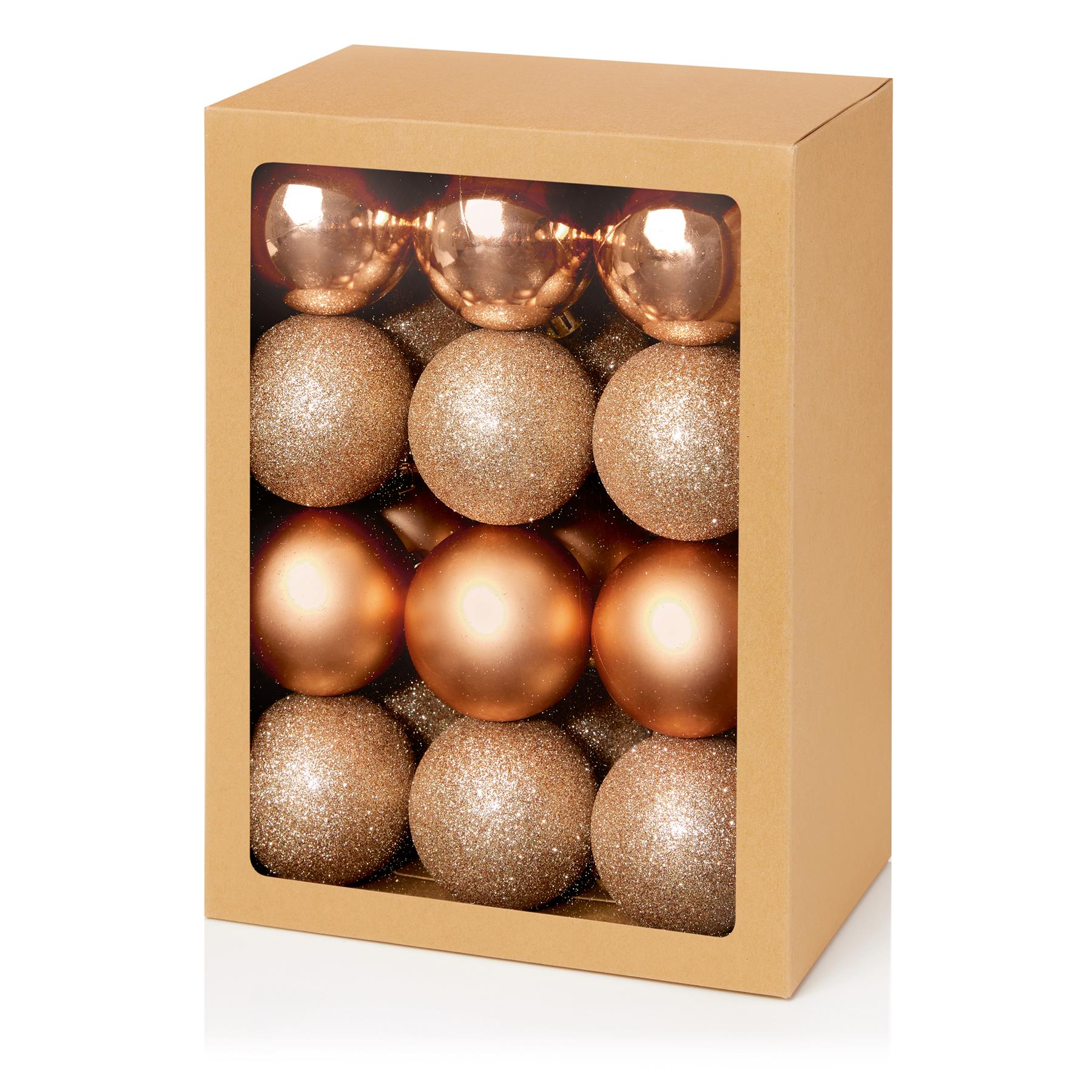 Premier Roze Gouden Kerstballen Met Meerdere Afwerkingen, 60mm (24 Stuks)
