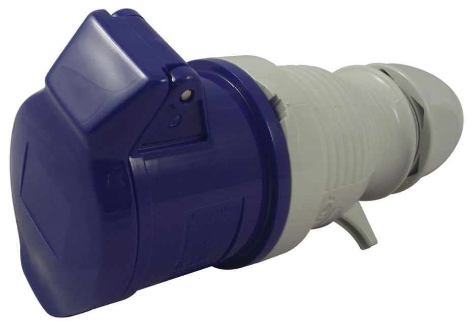 WALTHER 32A 230V Cable Mount CEE Socket, 2P+E, Blue, IP44