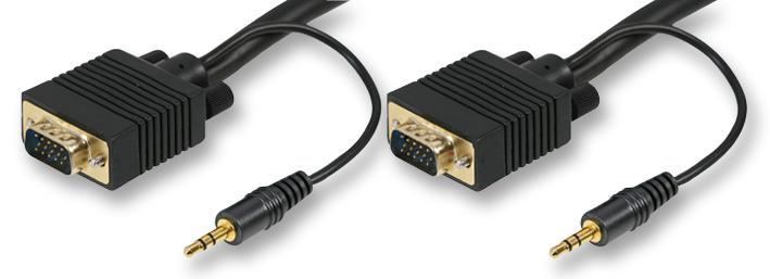 PRO SIGNAL Cable VGA y Jack Estéreo 3.5mm Macho a Macho, 3m, Negro
