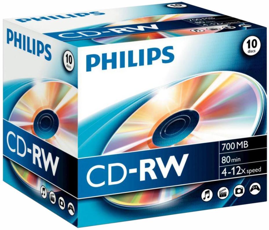 PHILIPS 12x Speed CD-RW Blank Discs, 10-Pack