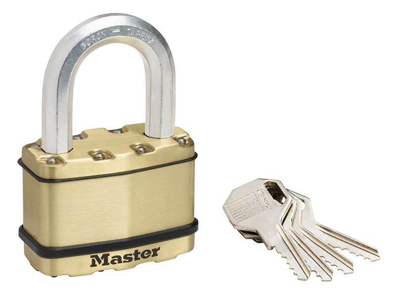 Master Lock Excell™ 黃銅表面 64毫米掛鎖 5彈珠鎖膽 - 38毫米鎖桿