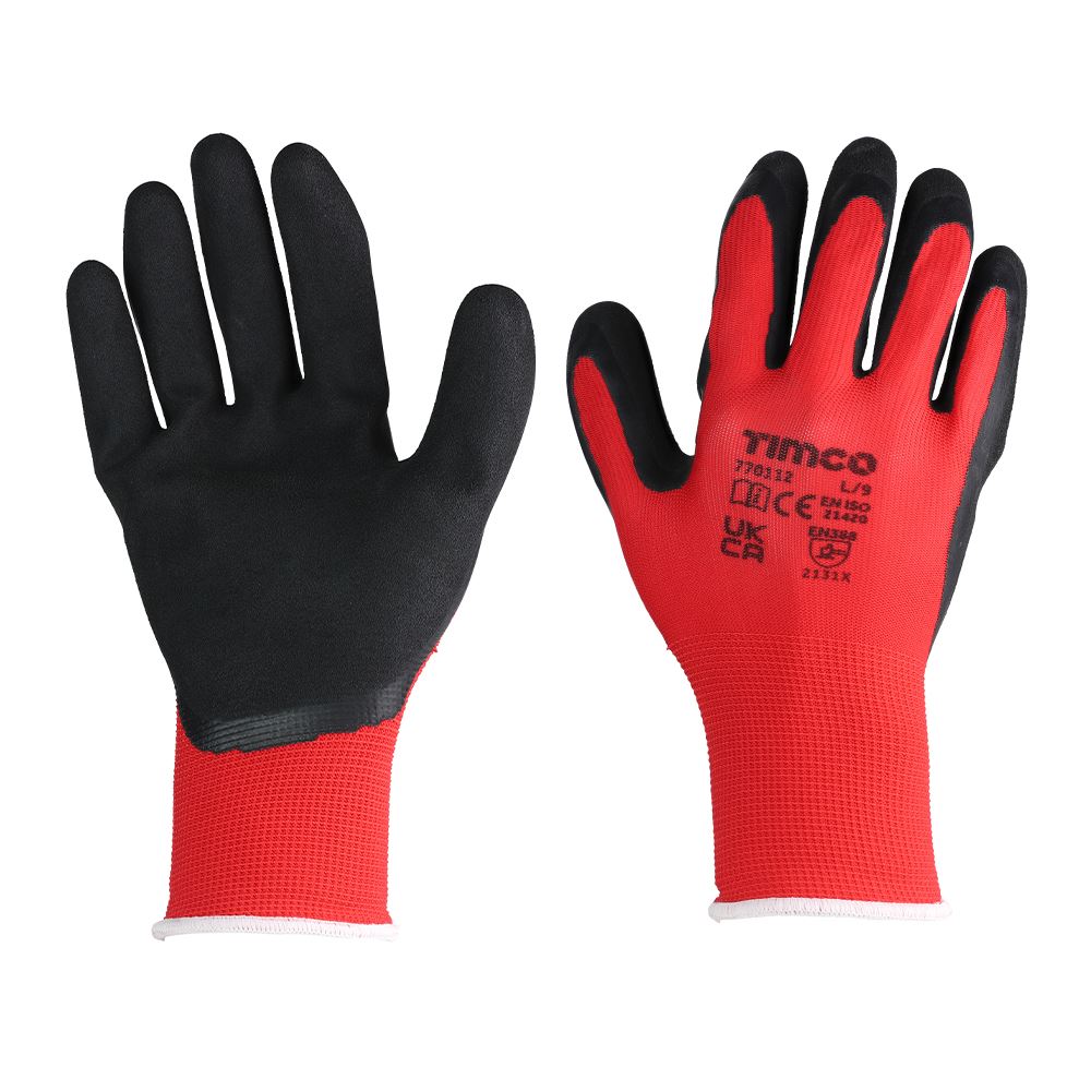 Timco Toughlight Grip Handschoenen, Zandlatex Coating, Groot (Verpakking van 12