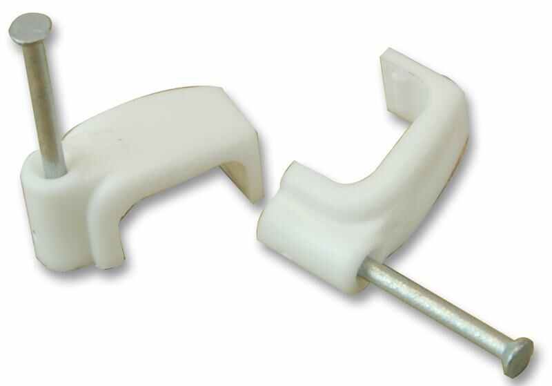 UNIFIX 6.0mm Flat Twin & Earth Cable Clips, White, Pack of 100