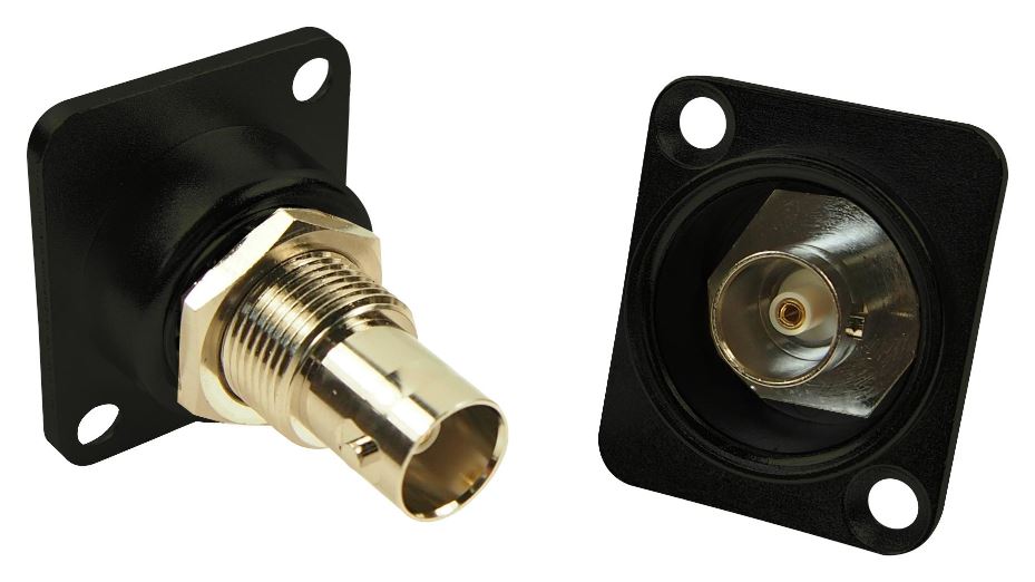 Connecteur panel BNC femelle-femelle CLIFF 75 Ohm, cadre métallique XLR noir